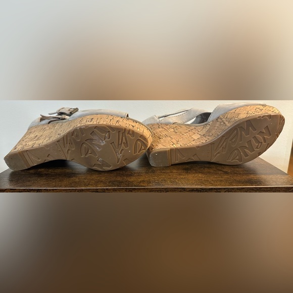 Nine West Erino Gray Leather Platform Wedge Gladiator Sandals Size 6.5 - Picture 7 of 8